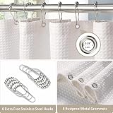 Shower Curtain 122 x 182cm with Metal Hooks White view 4