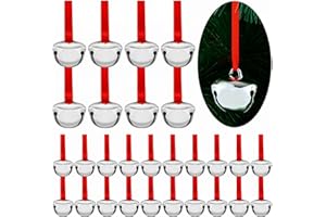 SUMIND 150 Pcs Christmas Polar Bell Bulk Believe Bell Ornament Christmas Sleigh Bell with Red Ribbon Metal Hanging Bell Mini Bells for Tree Wedding Baby Shower Home and Party (1.6 Inch)