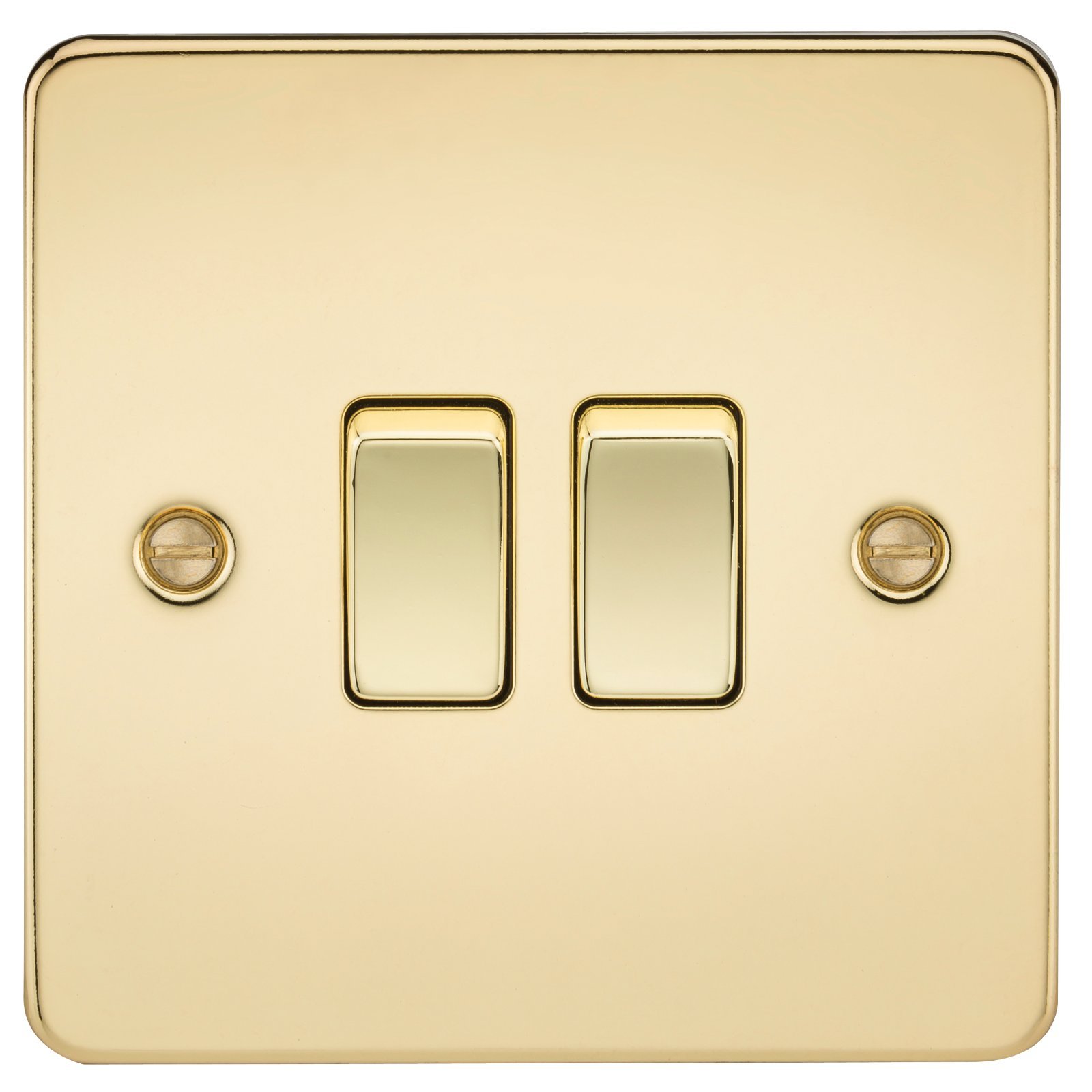 Knightsbridge FP3000PB FPAV3000PB Flat Plate 10A 2G 2 Way Switch-Polished Brass — image 1