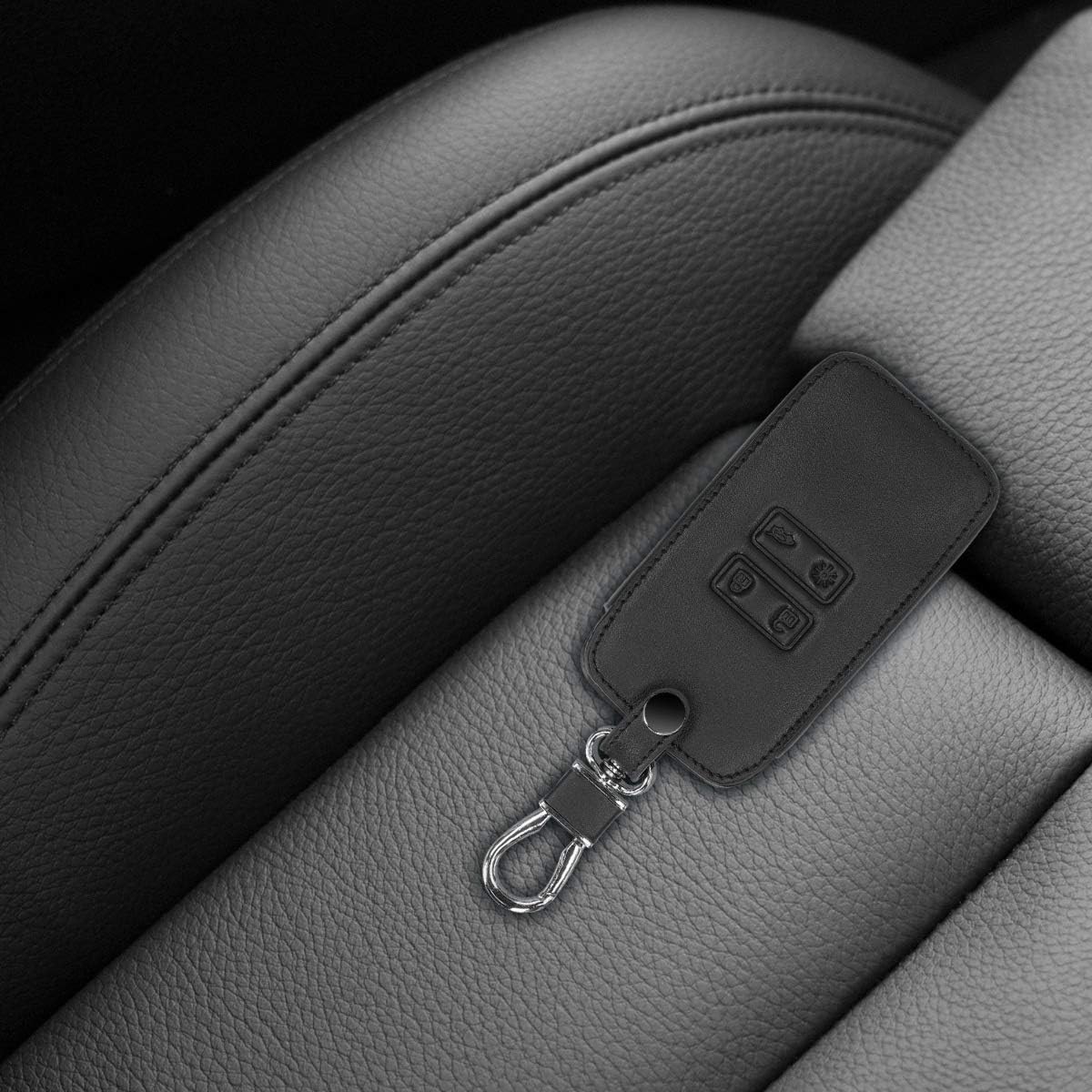 kwmobile Key Cover Compatible with Renault 4 Button Car Key Smart Key (only Keyless Go), Faux Leather Car Key Fob Protector - Image 3