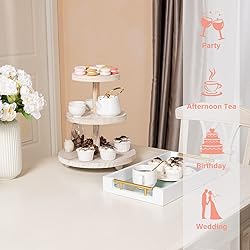 VIVIRBIEN 3 Tier Cupcake Stand Round,Wood Cake