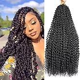 Passion Twist Hair Water Wave Crochet Hair for Black Women 18 Inch 8 Packs Passion Twist Crochet Hair Pre Looped Bohemian Braids for Black Women (1B, Economic package)