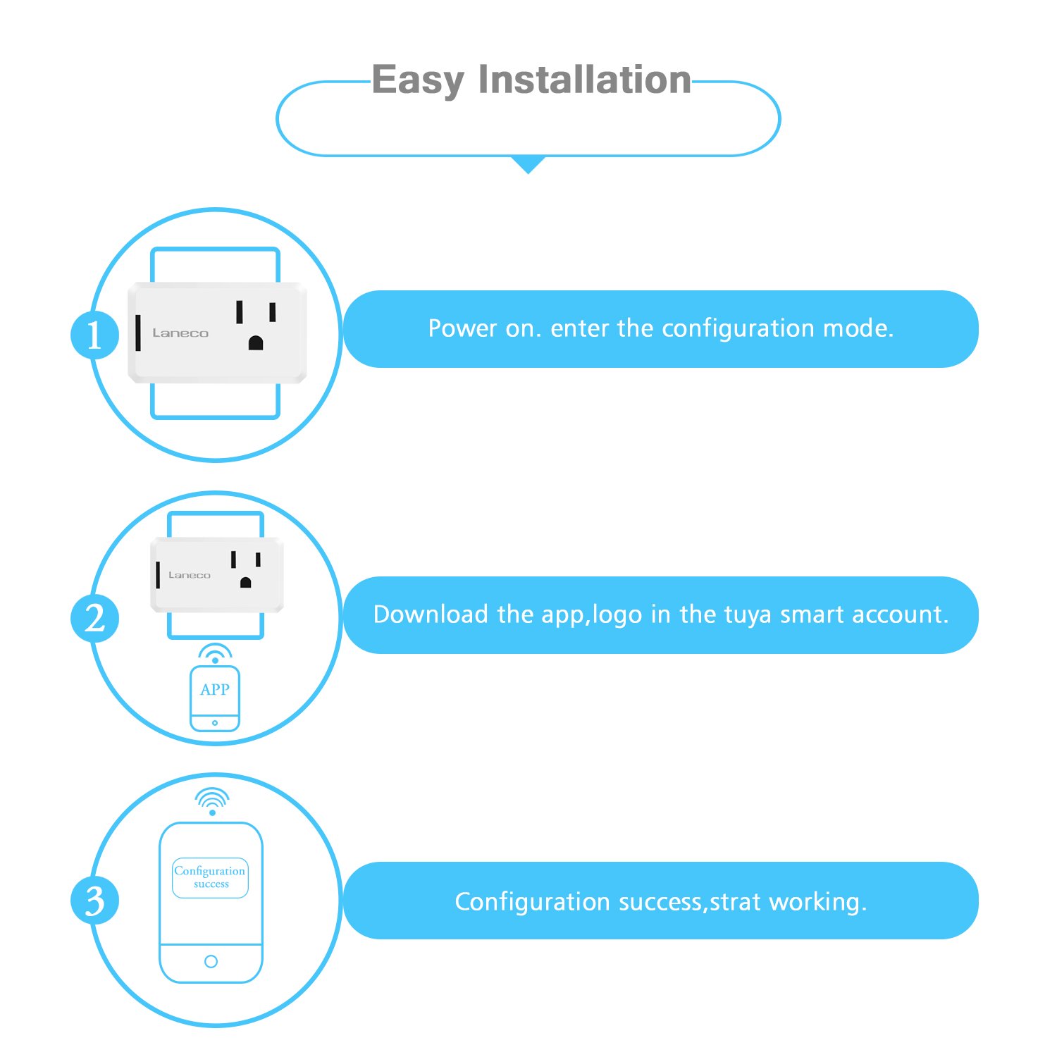 WiFi Smart Plug (2 Pack), Laneco Mini Wireless smart socket Outlet with Timing Function, Control Your Devices from Anywhere Via Free APP, Compatible with Alexa & Google Home, No Hub Required