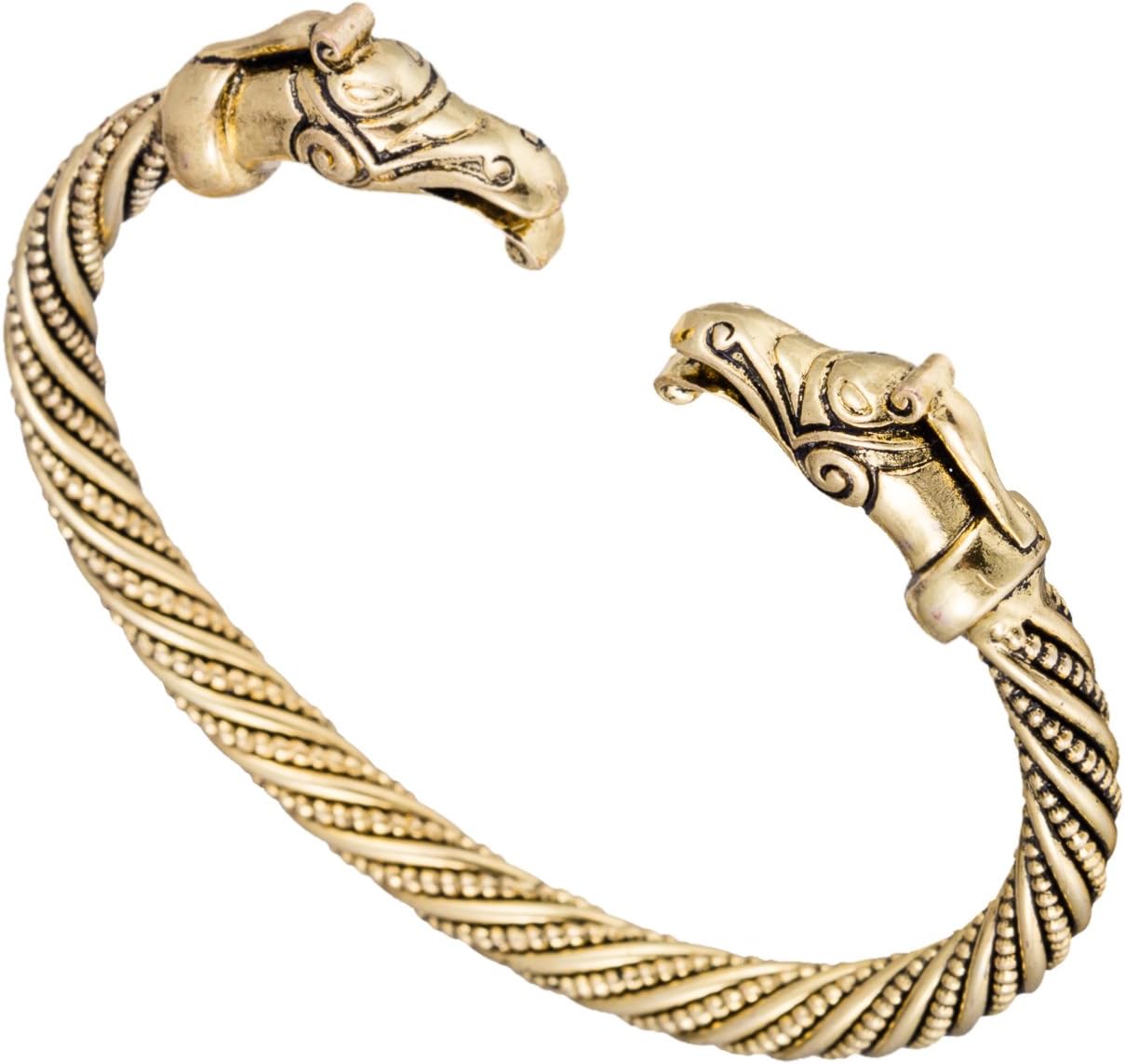 LIKGREAT Viking Odin's Raven Crow Head Twisted Bracelet Cuff Bangle for Men