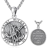 LOOVE Patron Saint Medals Amulet Necklace 925 Sterling Silver Protection Jewelry for Men Women with 20"/22"+2" Rolo Chain