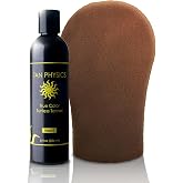 Tan Physics Sunless Tanner 8oz with Tanning Mitt &ndash; Self Tanning Lotion &ndash; Instant Tan Lotion for Face &amp; Body &ndash; Natural Self Tanner for a Streak-Free, Long-Lasting Glow