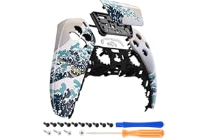eXtremeRate The Great Wave Touchpad Front Shell Compatible with ps5 Controller BDM-010 020 030 040 050, DIY Replacement Shell