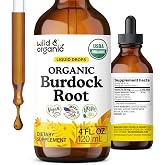 USDA Organic Burdock Root Tincture - Antioxidant &amp; Detox Support - 4 oz | Digestive, Skin &amp; Lymphatic Support - Burdock Root Extract Drops - Arctium Lappa Herb Supplement - No Sugar &amp; Alcohol-Free