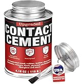 Contact Cement 4.16 oz with Brush, Neoprene Glue for Leather, 118g | Neoprene contact cement with brush for leather, wood and rubber repairs. Waterproof, flexible and easy to apply for DIY