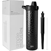 Simple Modern Filtered Water Bottle | Insulated Stainless-Steel Carbon Filter Travel Water Bottles | Reusable for Clean Drinking Water On The Go | 24oz, Black Leopard