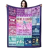 TAPBASE Skiing Blanket Ski Gifts for Skiing Lovers,Extreme Sports Snowboarding Throw Blankets,Funny Ski Gifts for Girls Teens Women 50"X40"