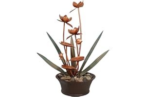 Sunnydaze 28-Inch Flower Blossoms Outdoor Water Fountain - Copper Waterfall Fountain for The Patio, Yard, or Garden