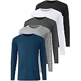 Orrstarry 5 Pack: Youth Boys Long Sleeve Shirts Dry Fit Athletic T Shirts for Teens Kids Performance Activewear Tops Tees