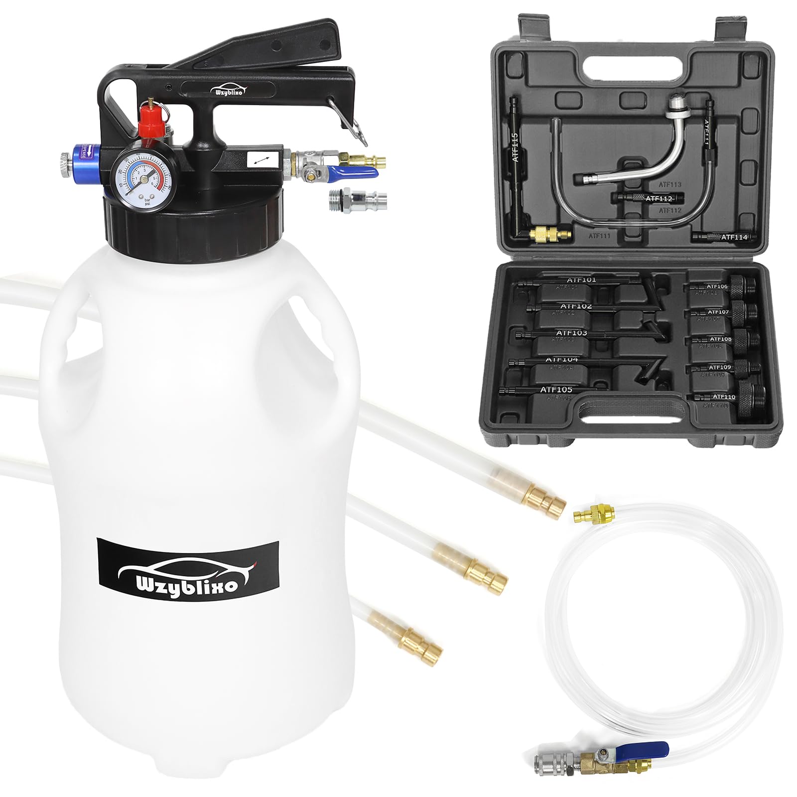 Photo 1 of 10L Transmission Fluid Pump and Oil Extractor Pump,10L Automatic Transmission Fluid Pump Fluid Extractor/Dispenser for ATF Filler System with 15 Pieces ATF Filler Adapters and 4 Hoses (BLACK, 10L)