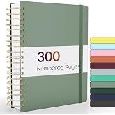 Forvencer Lined Spiral Journal Notebook with 300 Numbered Pages, B5 | College Ruled Thick Journals for Writing with 100GSM Paper, Hardcover Notebooks with Content for Work School Women Men