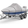 RVMasking 1200D Middle Center Console Bass Boat Cover for V-Hull Runabouts and Bass Boats with Motor Cover Fits 16'-18.5' Long and Beam Width up to 98" W, Gray