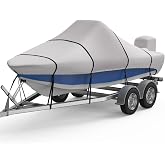 RVMasking Copertura Barca Impermeabile 1200D Rip-Stop - Heavy Duty Per Bass Boat, V-Hull, Runabout (Lunghezza 4,2-4,8 M) - 2