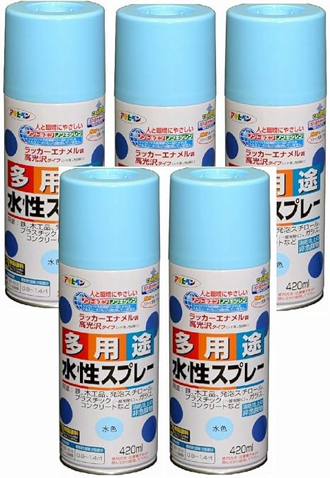 Amazon アサヒペン 水性多用途スプレー ４２０ｍｌ 水色 スプレー用箱入り ５本セット Diy 工具 ガーデン