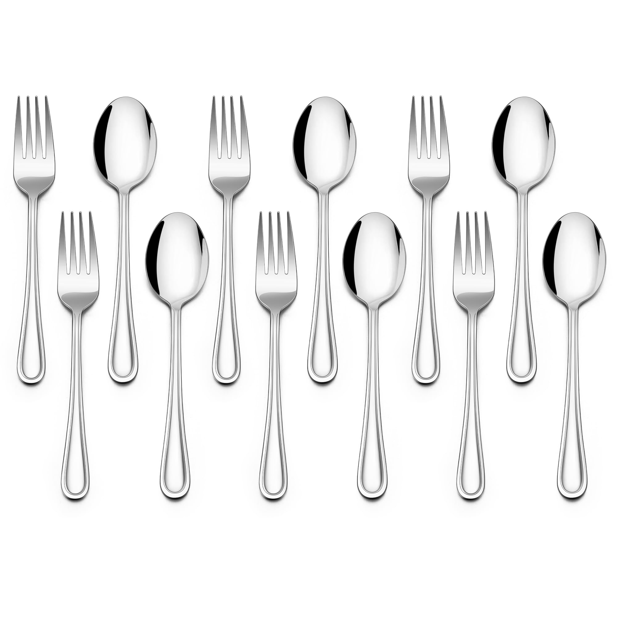 Photo 1 of E-far 12-Piece Toddler Silverware, Stainless Steel Kids Utensils Forks and Spoons, Children Safe Metal Cutlery Set for Self Feeding, Mirror Polished & Dishwasher Safe, 6 Forks & 6 Spoons