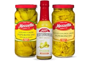 Mezzetta Peperoncini Combo 3 Pack | Mediterranean Hot Sauce 5 Oz and Golden Greek Peperoncini Peppers 16 Oz | Pepperoncinis in a Jar | Spicy Flavorful addition for Salads Grill Pizza