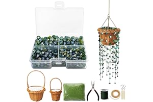 GUJYUYIF Green Glass Beads for Plant Making, Hanging Suncatchers Beading Kit for Jewelry Making DIY Craft Kit Plants Lover Gi