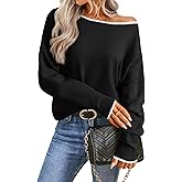 Saodimallsu Womens Off The Shoulder Sweater Oversized Long Sleeve Knit Sweaters 2025 Casual Color Block Trendy Jumper Tops
