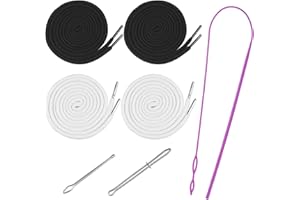 MABAHON 4Pcs 51 Inches Drawstring Cords Replacement Cording with 3 Pcs Drawstring Threader, Black and White Universal Drawstr