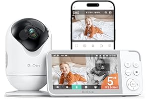 Dr.Care VistaView Smart WiFi Baby Monitor - 5” 1080P Split Screen & 2K Camera App Control, Cry & Motion Alerts, HD Night Visi