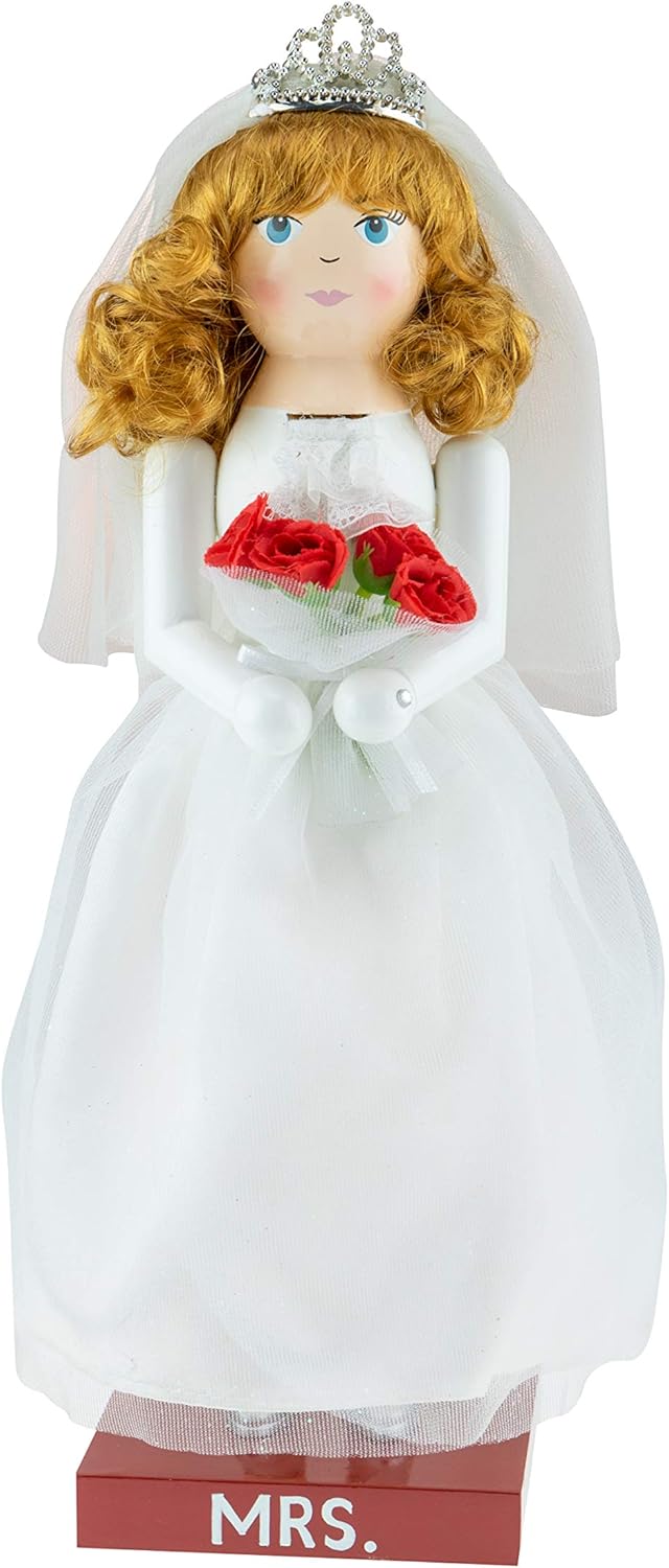 Nutcrackers - Clever Creations Bride 14 Inch Traditional Wooden Nutcracker, Festive Christmas Décor for Shelves and Tables