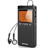 AM FM Portable Radio Personal Radio with Excellent Reception Battery Operated by 2 AAA Batteries with Stero Earphone, Large L