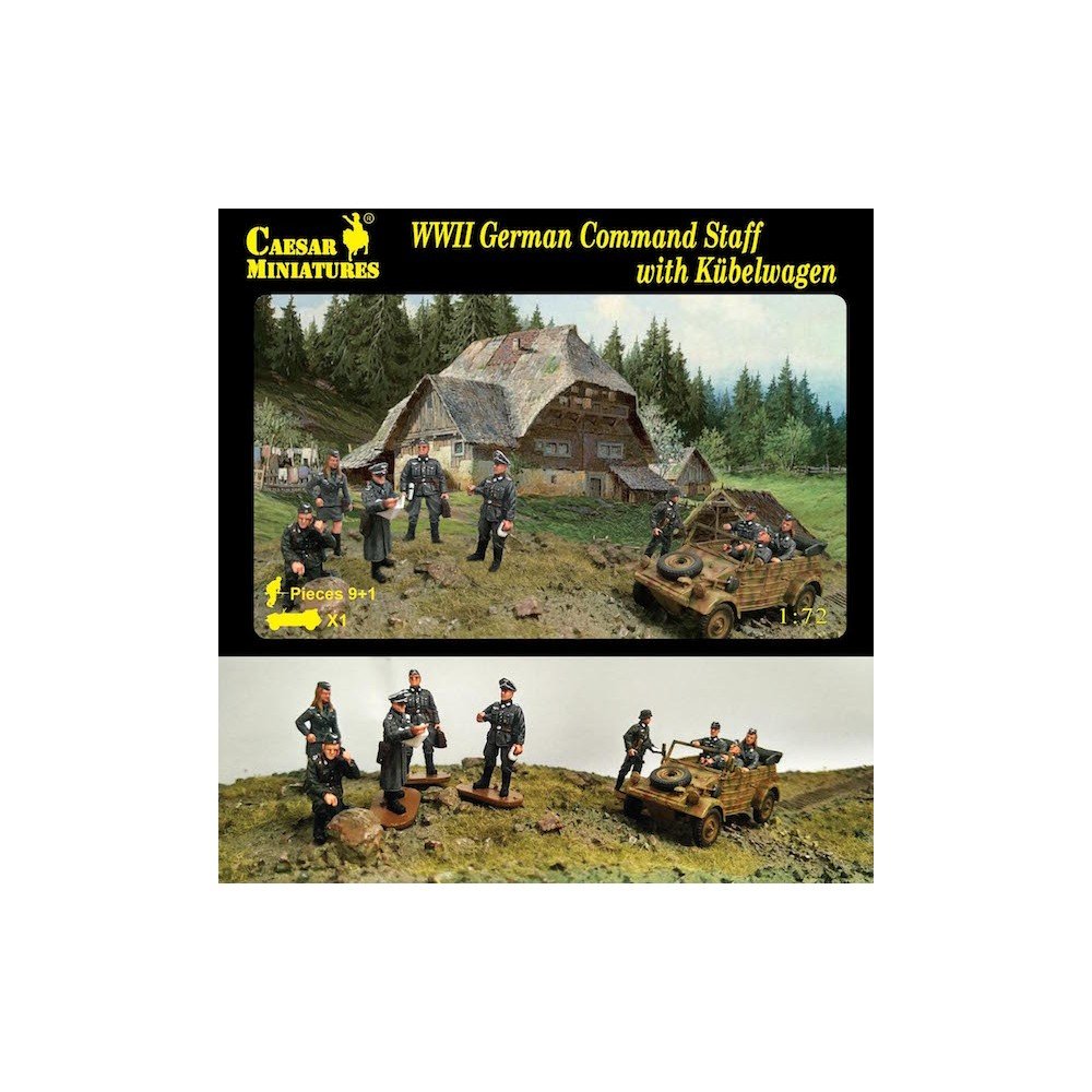 Unbekannt Caesar Miniatures H095 Figures WWII German Command Staff with Kübelwagen Bucket Car