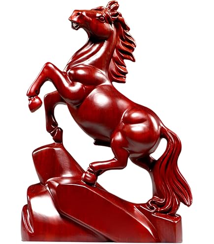 Statue de cheval en céramique, figurine de cheval rouge Feng Shui chinois pour cheval de feu