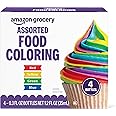 Amazon Grocery, Assorted Food Coloring, Contains Red, Blue, Green, Yellow Bottles, 1.2 Fl Oz