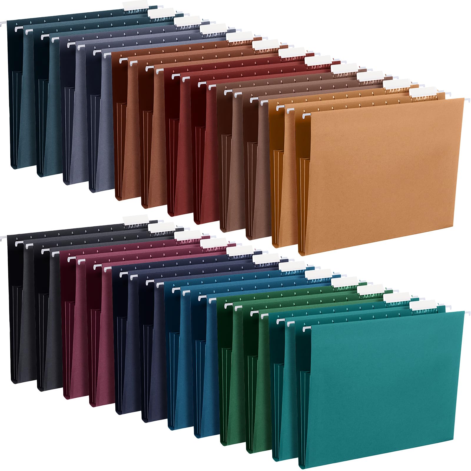 Photo 1 of Yaomiao 24 Pack Hanging File Folders 3 Pleats Letter Size File Cabinet Folders with 1/5-Cut Adjustable Tabs Expandable Document Cabinet Colored for Home Desk Office Organization(Dark Color)