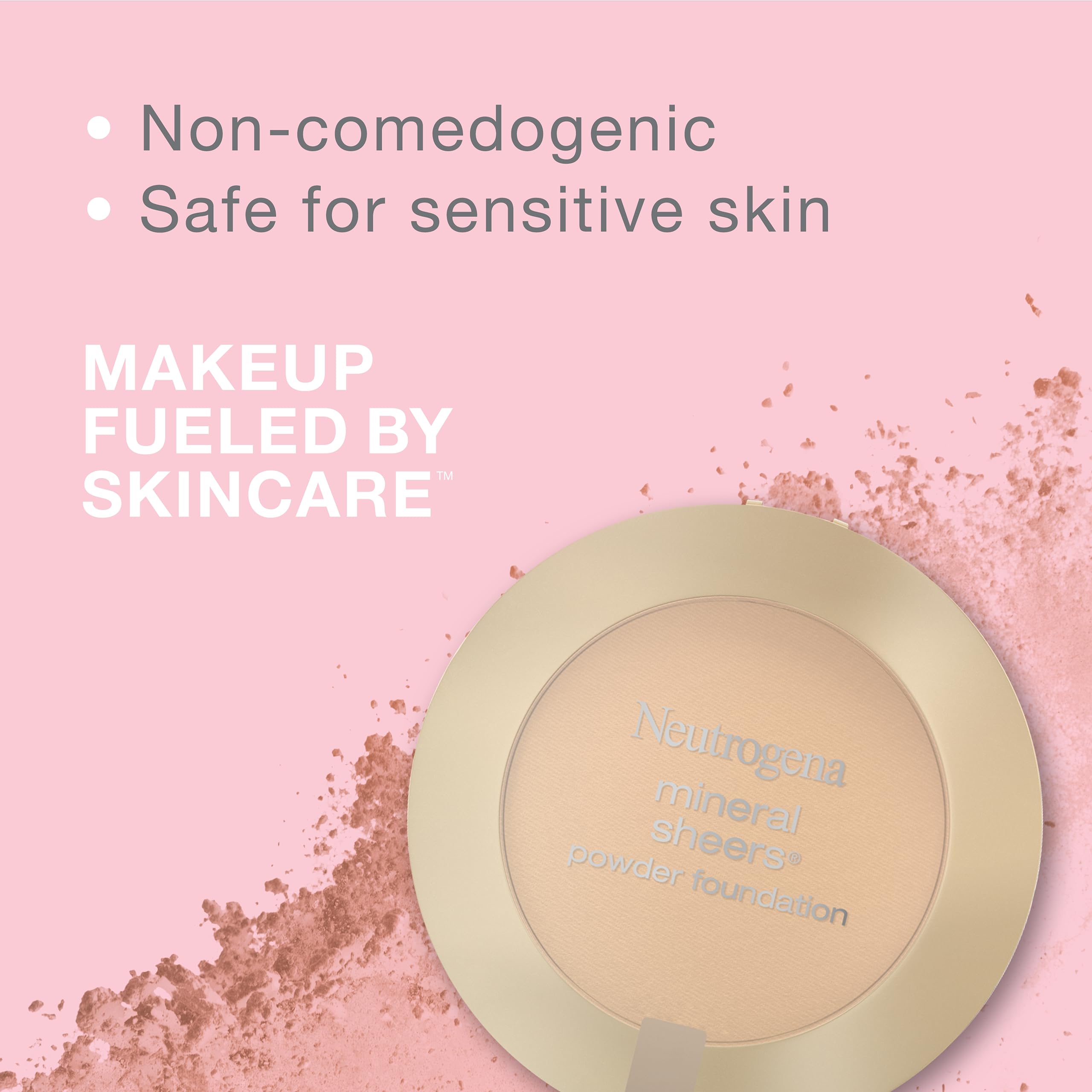 Neutrogena Mineral Sheers Compact Powder Foundation, Lightweight & Oil-Free Mineral Foundation, Fragrance-Free, Classic Ivory 10,.34 oz (Pack of 2)
