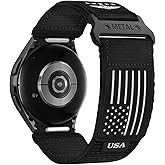 Rugged Nylon Band for Samsung Galaxy Watch 7 6 5 4 44mm 40mm/ Watch 6 4 Classic/Watch 5 Pro/Watch 3 Classic 41mm/Active 2,One Click Attachment,No Gap Fabric Sport Band Adjustable Strap for Men Women