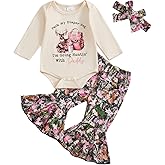Xnqiwq Newborn Baby Girl Hunting Clothes Deer Romper Jungle Camo Flare Pants Set Headband 3Pcs Infant Fall Winter Outfits
