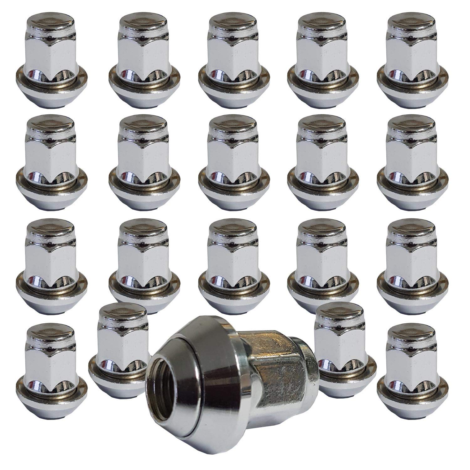 TRACER 20 Wheel Nuts M12 x 1.5 for Ford Fiesta Focus Mondeo Kuga C-Max B-Max Replacement Set OEM Conical 19mm Hex Head Chrome Plated Alloy Rims Compatible Vehicles