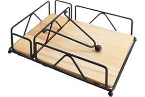 SEICASAYA Napkin Holder with Wooden Base, Modern Metal Paper Towel Dispenser with Weighted Design for Kitchen, Dining Table (