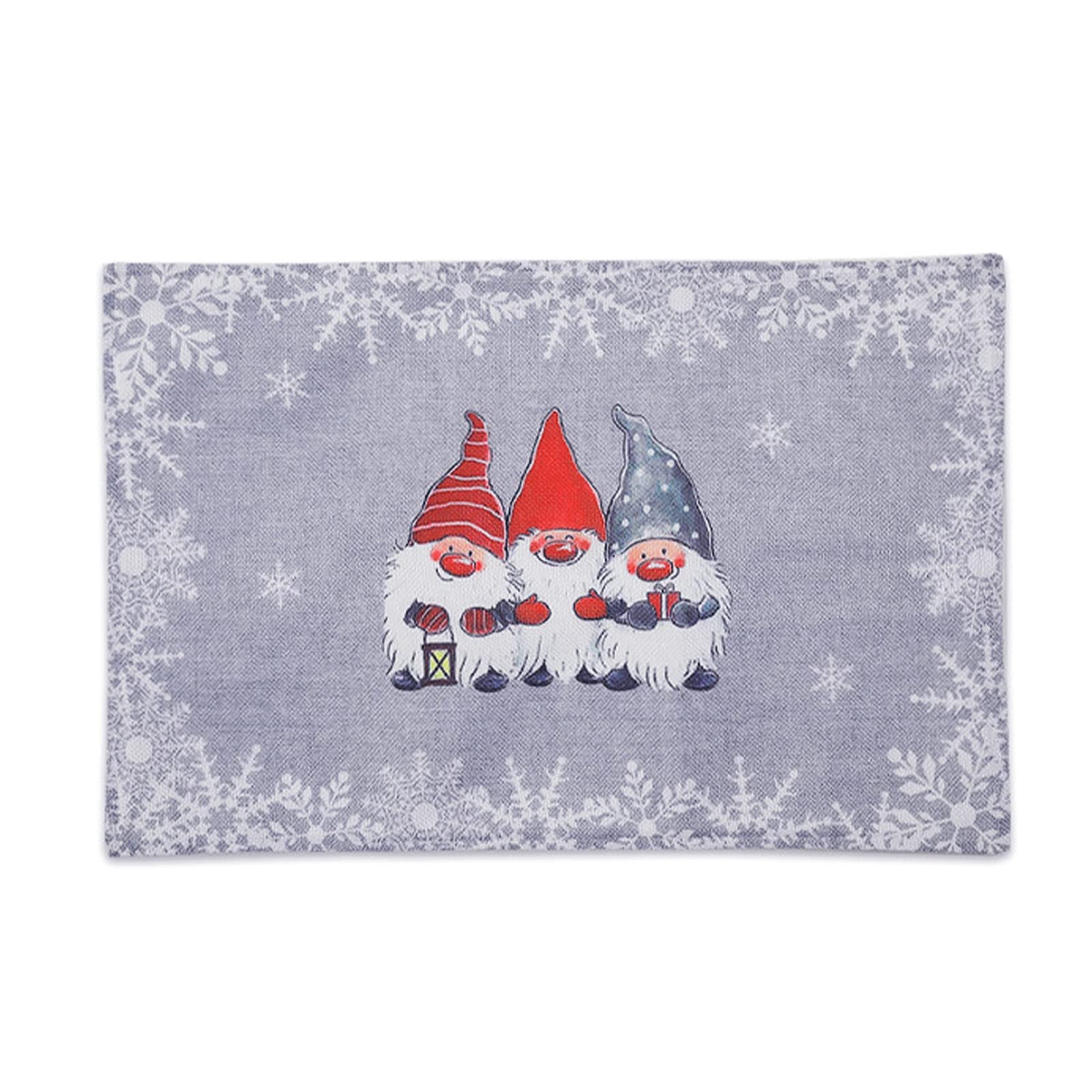 HUIKJI Set of 4 Christmas Gnome Place-mats,Christmas Table Mats for Dining Table Christmas Table Decorations Non-Slip Washable Place Mats for Family Dinners Party Supplies