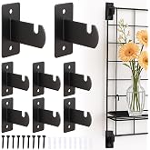 Alffun 8 Pcs Gridwall Mount Brackets, Metal Grid Wall Panel Display Hooks | Space Saving Grid Hangers for Shop Home Garages Office Organization. Screws, Black