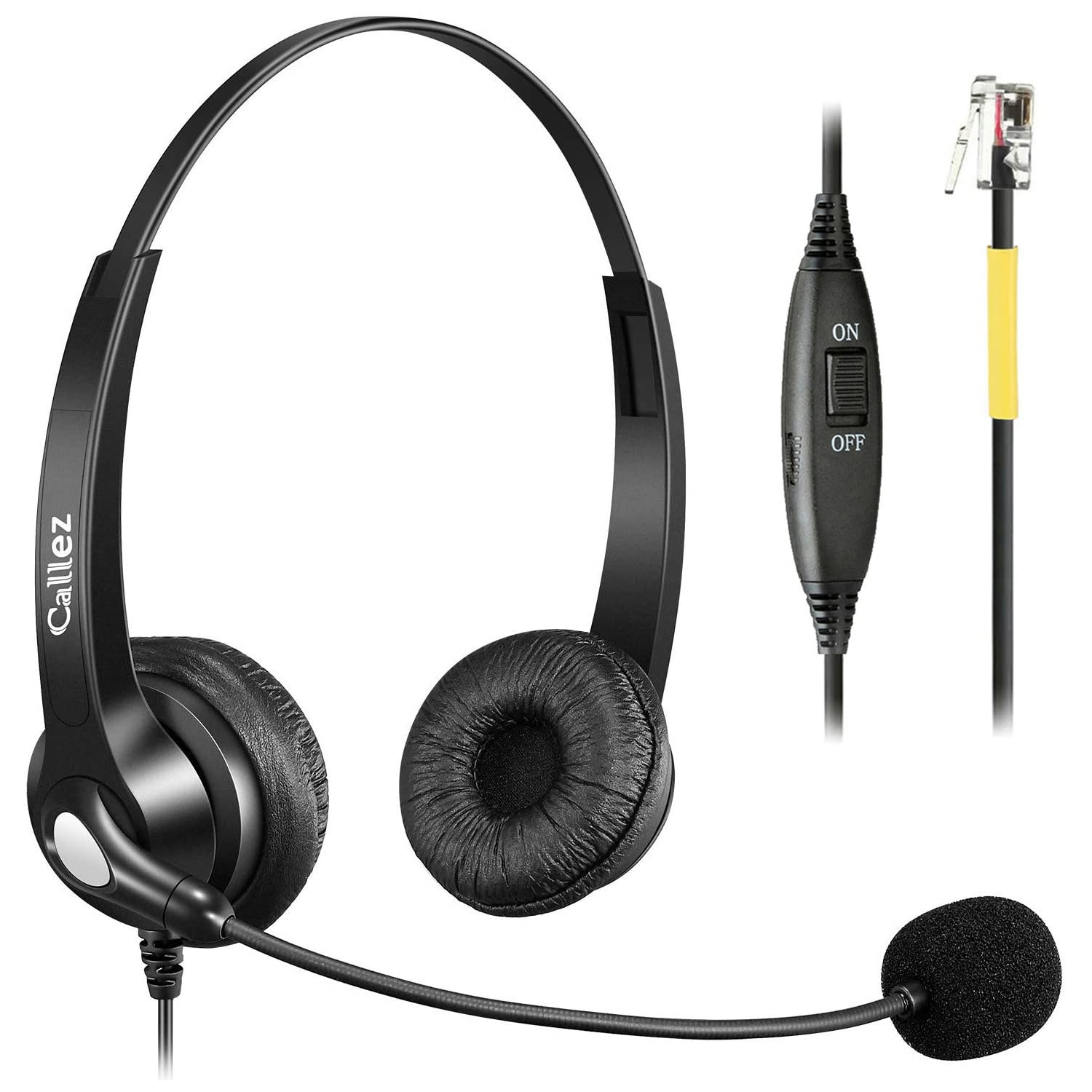 Landline Phone Headset with Microphone Noise Cancelling, RJ9 Telephone Headset for Yealink T41S T42S T46S T48S T19P T21P T41P T23G T46U Avaya 1608 1616 9608 Grandstream GXP1620 Office Desk IP Phones