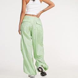 WOBONIU Women Low Waist Baggy Cargo Pants Indie