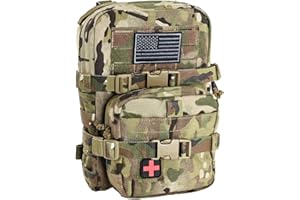 TACTIFANS Tactical Mini Molle Hydration Pack,Molle Hydration Carrier with IFAK Pouch&US Flag&Med Patch,Hydropack for 2L Water Bladder