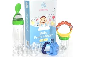 GEDEBEY Baby Fruit Feeder Pacifier - 3 Pack | 2 Frozen Fruit Teething Pacifier & 1 Baby Food Spoon Feeder | Baby Silicone Feeder Pacifier | Teething Feeder, Baby Food Feeder Fruit Pacifier (Colorfull)