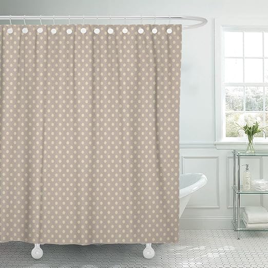 Amazon Com Tompop Shower Curtain Tan Chic Polka Dot Pattern Beige