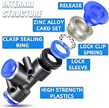 ERGAOBOY 10 Pcs 10MM OD 3-Way Tee Push to Connect Fittings Blue PE-10 view 2
