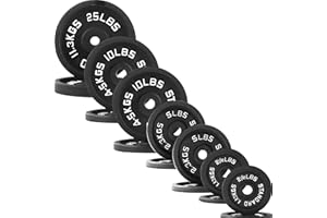 Fitvids Standard Cast Iron 1-Inch Weight Plate Sets for Strength Training & Weightlifting, 35 LBS or 75 LBS or 120 LBS Sets