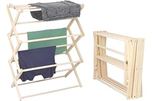 Pennsylvania Woodworks Premium American Maple Clothes Drying Rack - Handcrafted in Pennsylvania - Solid Wood Construction, Collapsible, Eco-Friendly Laundry Solution (Medium)
