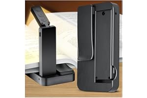 Lucarni Reading Light,Foldable Book Light,3 Color & Stepless Dimming Book Light for Reading at Night,700mAh Battery for Long-Lasting,Ultra Lightweight and Pocket-Sized for Book Lovers Gifts (Black)